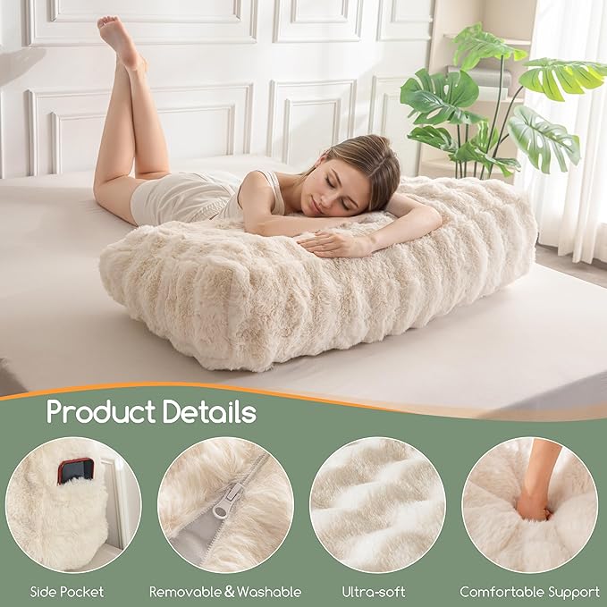 HIGOGOGO Headboard Pillow Twin,Ultra-Soft Wedge Pillow with a Cylindrical Neck Pillow,Memory Foam Filling,Back Support Pillows for Bed Sitting Up, Reading & Working, Removable Cover, 39.4"x19.7"