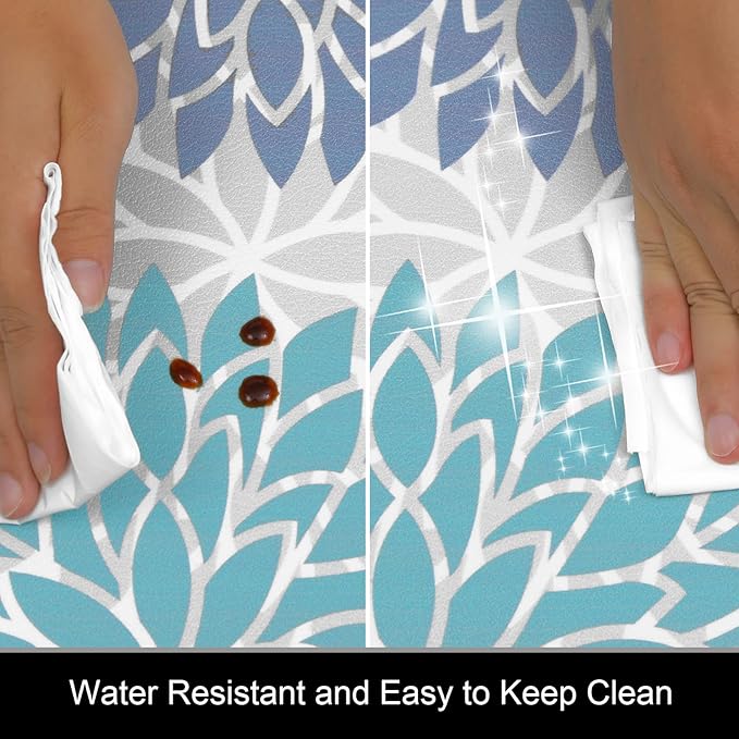 HEBE Anti Fatigue Kitchen Rugs Sets of 2, Non Slip Kitchen Mats for Floor, Waterproof Cushioned Comfort Standing Carpet for Kitchen Sink, Home Office, Laundry Room, Teal