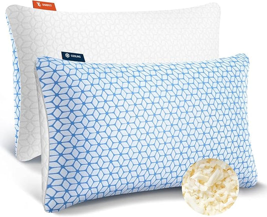 Love Attitude Shredded Memory Foam Pillows Queen Size Set of 2, Cooling Firm Pillows Queen Size 2 Pack for Bed, Adjustable for Side Back Stomach Sleepers
