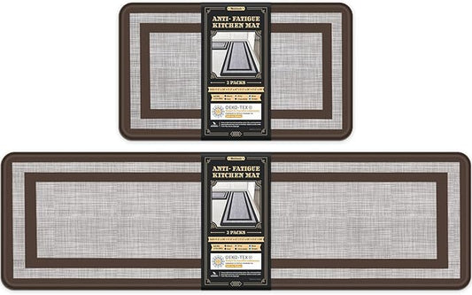 Mattitude Kitchen Mats Set of 2 Cushioned Rugs Anti-Fatigue Mats for Kitchen Floor,Waterproof Non-Slip Mats and Rugs Set for Office,Floor,Laundry 17.3"×29"+17.3"×59",Chocolate