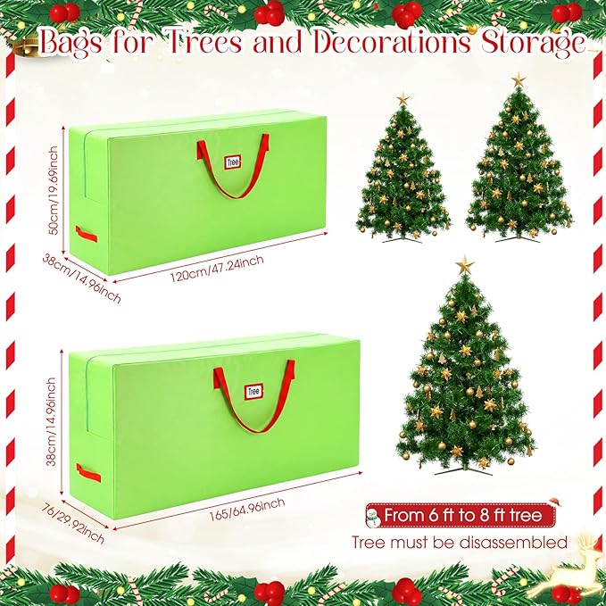 7.5 ft Christmas Tree Storage Bag Heavy Duty 420D Oxford Artificial Christmas Tree Bag with Reinforced Handles Dual Zippers Card Slot Wide Opening Extra Large Storage Container, Green