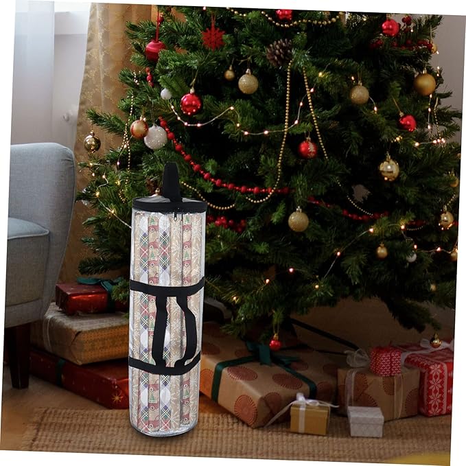 COLLBATH Wrapping Paper Storage Bag Transparent Container for Packing Paper Organizer for Holiday and Christmas under Bed Storage