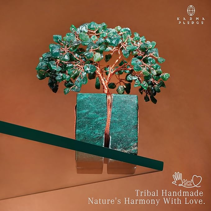 Chakra Tree of Life for Unique Gifts for Mom, Dad, Home and Office Decor, Handmade Green Aventurine Healing Crystal Tree for Positivity, Money & Good Luck, Birthday Gifts for Women, Mens