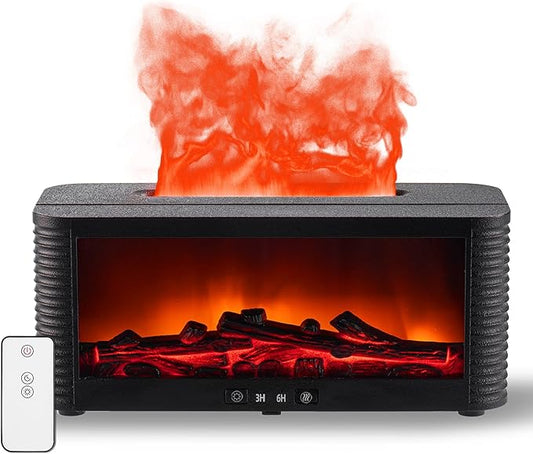 2026 Upgraded 9 Color Flame Fireplace Aroma Essential Oil Diffuser,250ml USB Desktop Noiseless Cool Mist Humidifier with Timer Auto-Off Protection for Home,Office, Gift (Black)