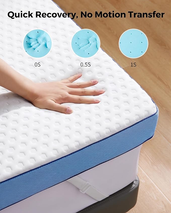 PERLECARE 3 Inch Firm Mattress Topper Full Size, Cooling Gel-Infused & Bamboo Charcoal Memory Foam Bed Topper for Pressure Relief, High-Density Mattress Pad with Removable Cover