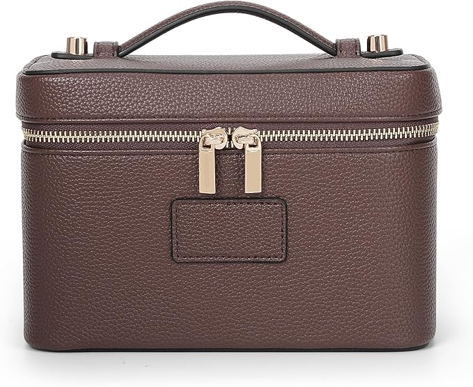 HiTotes Makeup Bag Vanity Case for Women Leather Cosmetic Bag Travel Toiletry Bags Portable Makeup Organizer Case