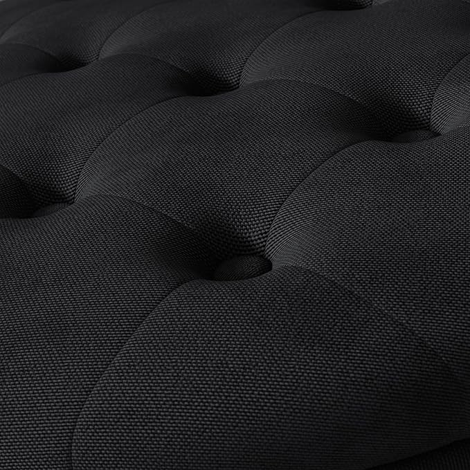 30 Inch Round Storage Ottoman,Modern Tufted Ottomans,Circular Coffee Table with Removable Top,Upholstered Large Ottoman with Storage Footrest Stool for Bedroom Living Room (Black)