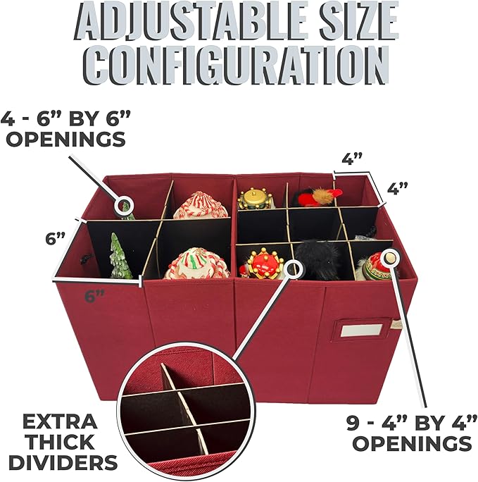 612 Vermont Tall Nutcracker and Figurine Storage Box with Adjustable Dividers, 17” H x 26” L x 13.5” D (SB-40062-VT)