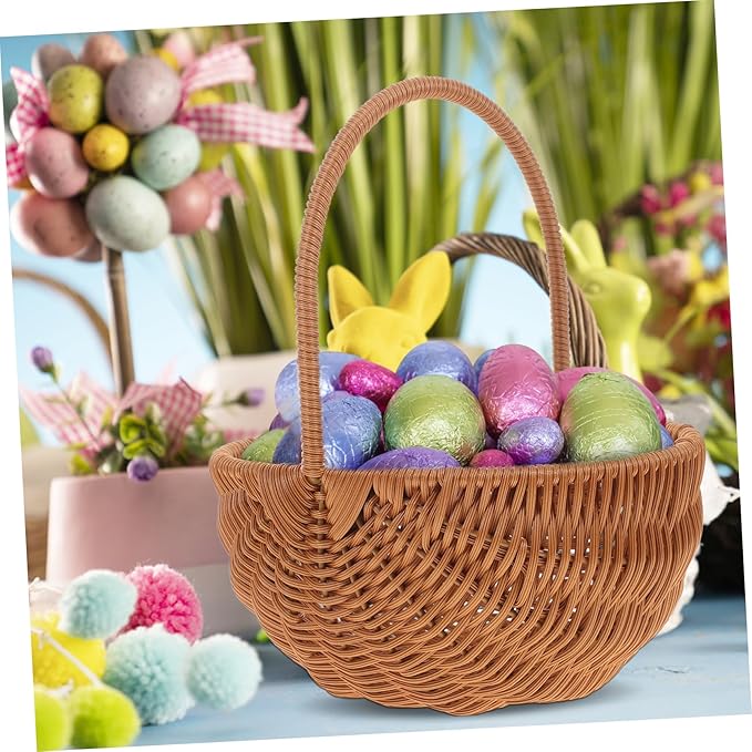 Rectangular Mini Easter Basket with Handle for Party Storage Woven Decoration for Eggs Candies and Items for Home and Kindergarten Decor