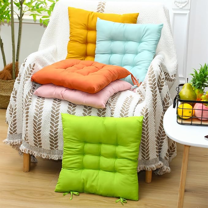 Geetery 12 Pcs Floor Pillows Bulk Seating Cushions for Floor Chair 15.7'' Large Meditation Cushion for Yoga Living Room Tatami Bedroom Balcony Office (Candy Color,Square)