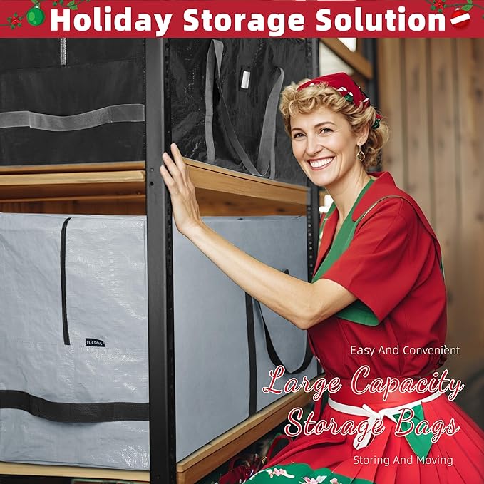 Large Christmas Tree Storage Bags Heavy Duty Tree Bags Holiday Storage Bags Protects From Moisture Or Dust,Alternative To Xmas Tree Storage Box (Black, 9 Ft)