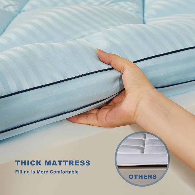BEDLORE King Mattress Topper, Thick Pillow Top Pad for Back Pain Relief, Soft Mattress Cover with Deep Pockets 6-18 inch