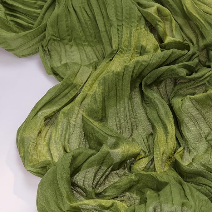 Socomi 6pcs Campsite Green Easter Spring Cheesecloth Table Runner Boho Rustic Gauze 120 inch 10FT Cheese Cloth Runner for Wedding Party Baby Shower Birthday Home Decor Holiday Decorations