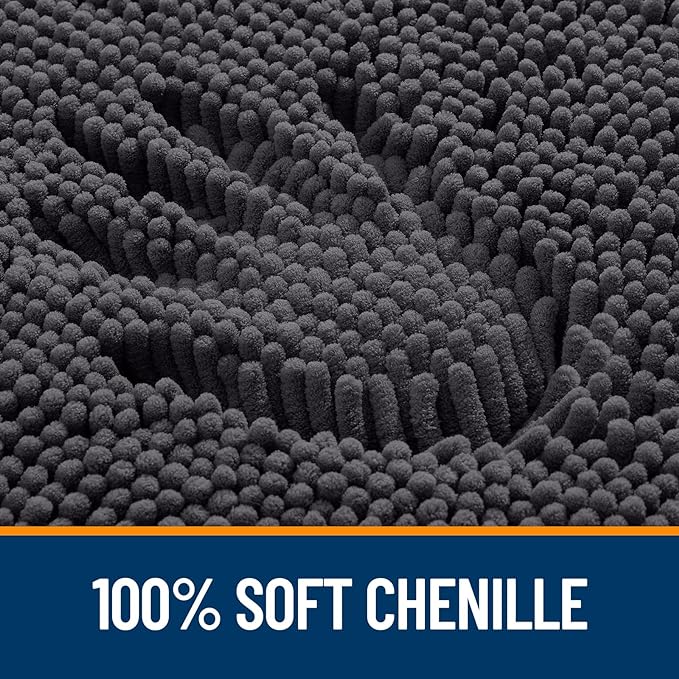 OLANLY Large Bathroom Rugs 45x27, Extra Soft Absorbent Chenille Bath Rugs, Rubber Backing Quick Dry, Machine Washable Bath Mats for Bathroom Floor, Tub and Shower, Home Decor Accessories, Dark Grey