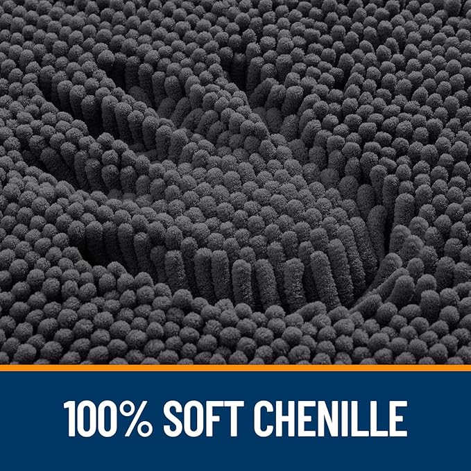 OLANLY Toilet Rugs U-Shaped 20x20, Extra Soft Absorbent Chenille Contour Bathroom Rugs for Toilet, Dry Quickly, Machine Washable, Non-Slip Bath Mat, Dark Grey
