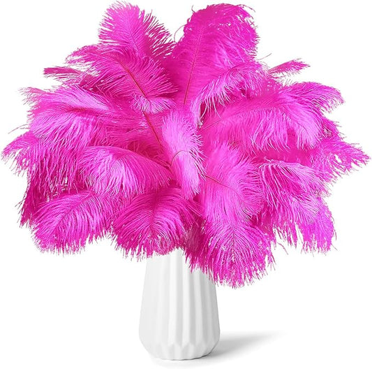 30pcs Rose red Ostrich Feathers Natural Bulk 11-14inch(28-35cm) Vase Craft Wedding Home Party Centerpieces Christmas Day Decoration
