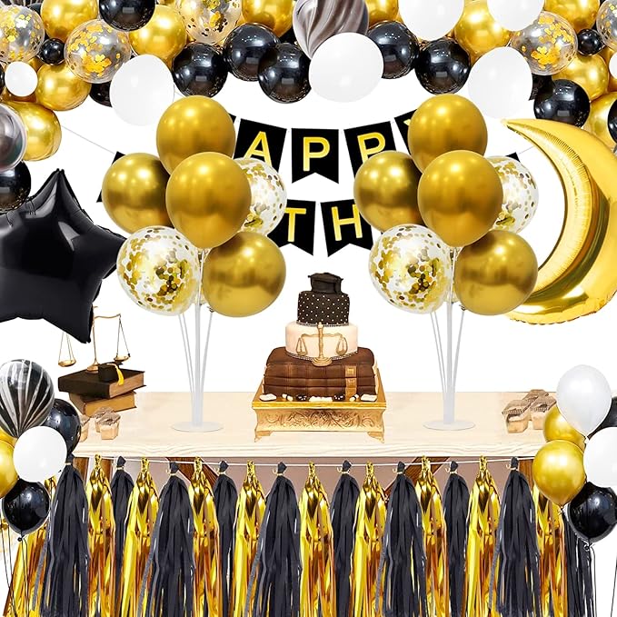 ZJDHPTY Gold Party Decorations 4Set Balloon Stand Table Centerpieces for Birthday Bridal Shower Wedding Anniversary Engagement Mother's Day Father's Day Graduation Decorations 2026 New Years Eve