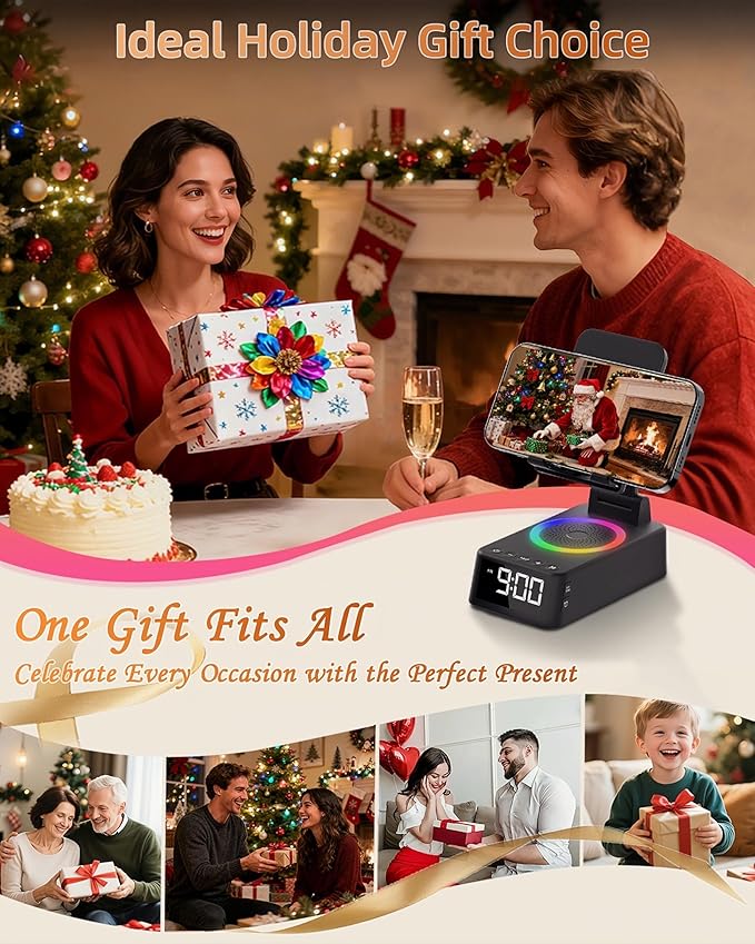 Gifts for Men Women, Cell Phone Stand with Bluetooth Speaker,Sound Machine White Noise Machine with 20 Soothing Sounds,Ambient Light Portable Speaker Stand Birthday Gifts for Men,Women,Dad