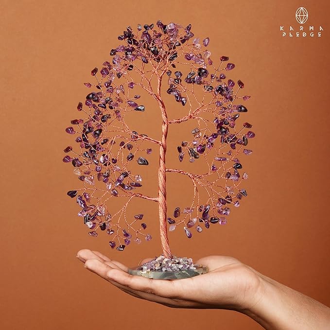 Crystal Tree of Life Birthday Gifts for Women, Men, Frineds, Handmade Amethyst Chakra Tree for Home, Room, Office Decor, Bring Money, Positivity, Reiki Healing, Good Luck, Gifts for Mom & Dad