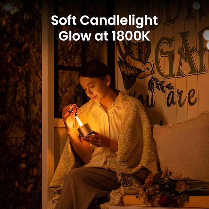 Small Table Lamp for Bedroom, Dimmable LED Night Light, Rechargeable Modern Candle Lamps for Living Room, 1800K Warm Light Portable Cordless Candlelight Gifts for Women, Home, Desk, Office, Room Decor