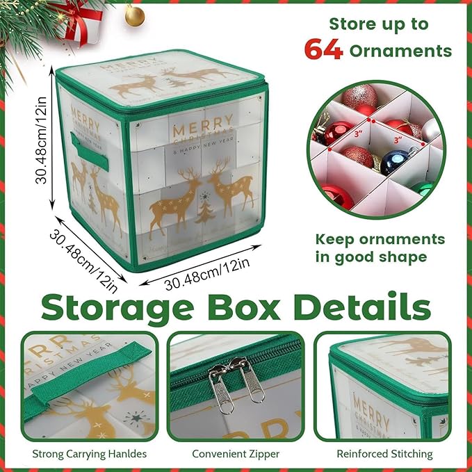 Bauble Safe, Holiday Organizing Piece, Sphere Securing Device, Unique Multi Level Design, Seamless Farmhouse Functionality, Top Closet Selection, Single Unit Solid Tear Resistant Fabric Case