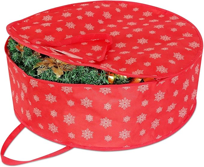 Christmas Wreath Storage Container - 24 Inch Wreath Storage Bag -Durable Handles - Holiday and Seasonal Christmas Storage Bag - 1 pack
