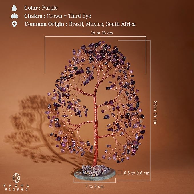 Crystal Tree of Life Birthday Gifts for Women, Men, Frineds, Handmade Amethyst Chakra Tree for Home, Room, Office Decor, Bring Money, Positivity, Reiki Healing, Good Luck, Gifts for Mom & Dad