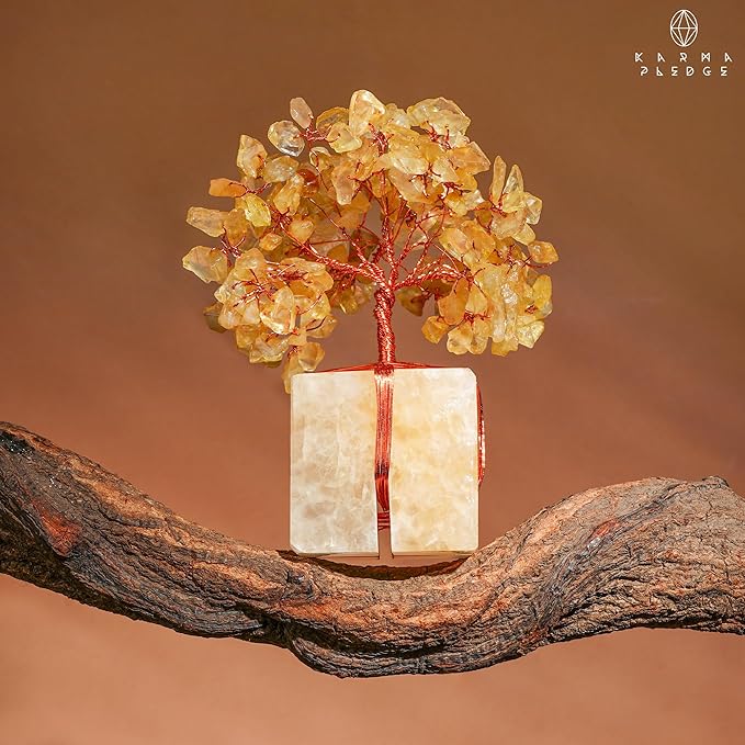 Chakra Tree of Life for Unique Gifts for Mom, Dad, Home and Office Decor, Handmade Citrine Healing Crystal Tree for Positivity, Money & Good Luck, Birthday Gifts for Women,Mens