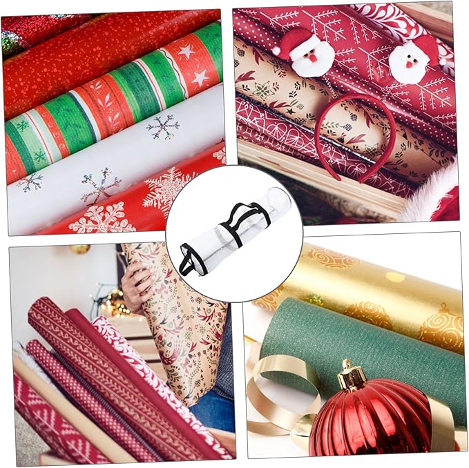 SOESFOUFU Wrapping Paper Storage Organizer Zippered Top Space-saving Christmas Storage Bag for under Bed Closet Transparent Design for Holiday Packing and Wrapping Supplies