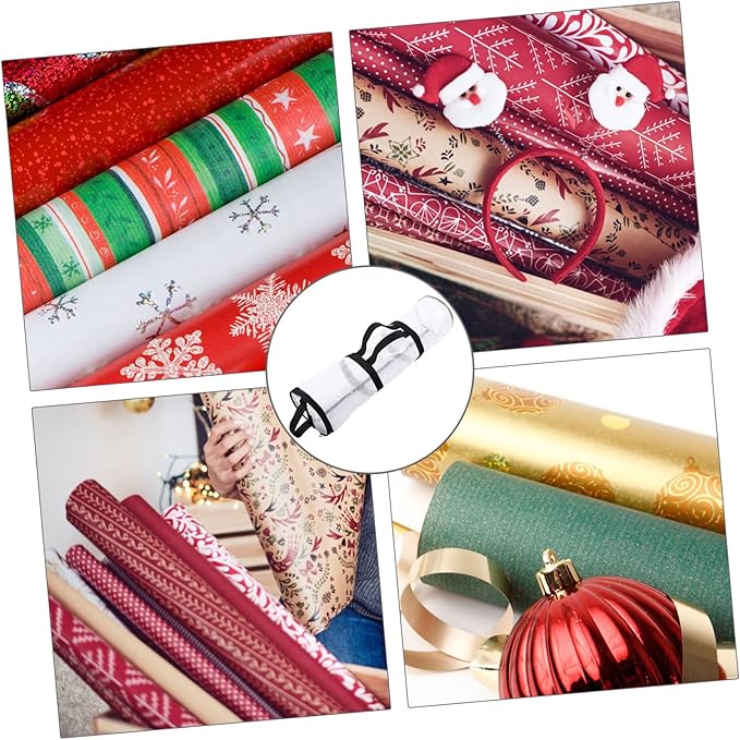 FOMIYES Christmas Wrap Organizer Storage Bag for Wrapping Paper and Ribbons Transparent Zipper Closure Design for Holiday Storage for under Bed Closet