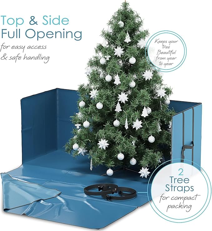 Clara Clark Christmas Tree Storage Bag - Extra Wide Xmas Tree Storage Box Container Made from Durable Oxoford 600D Waterproof Fabric with Handles & Dual Zipper (3, 7.5 ft)