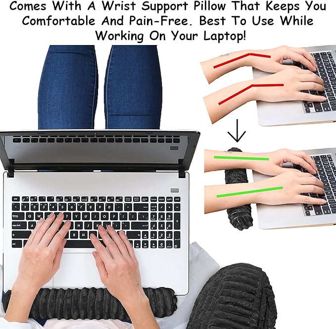 Homie Reading Pillow with Reading Light and Wrist Support, Has Arm Rests, and Back Support for Bed Rest, Lounging, Reading, Working on Laptop, Watching TV (Black)