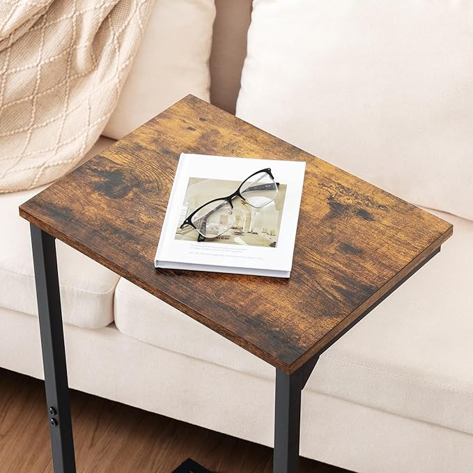 AMHANCIBLE C Shaped End Tables, Couch Side Tables that Slide Under, TV Trays for Living Room, Bedroom, Small Space, Sofa, Brown HET02BBR-1