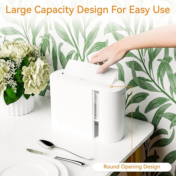 Yieach Touchless Paper Towel Dispenser for Countertop,Home,Bathroom and Kitchen,White Commercial Multifold Paper Towel Dispenser for Z-fold,Folded,Trifold,Napkin,C fold,Tri Fold Hand Towels Holder