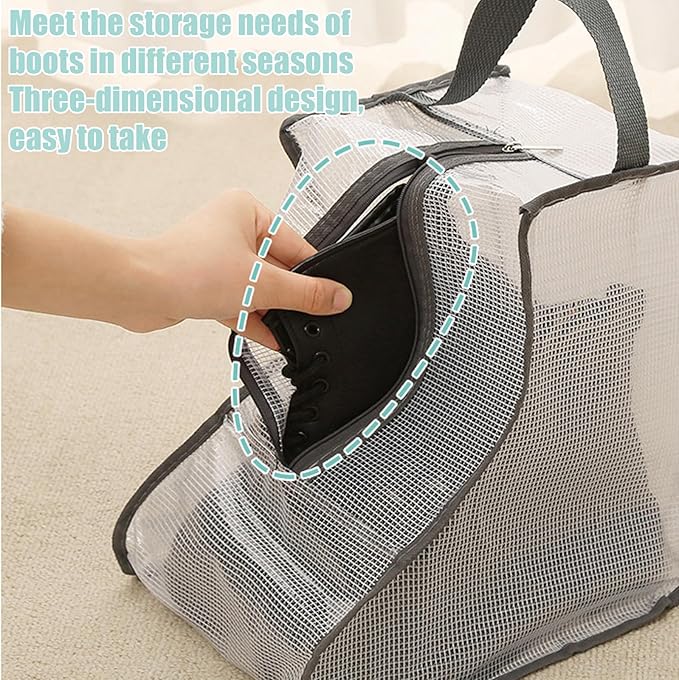 Under Bed Shoe Storage Organizer, 2 Pack Waterproof Boot Storage Bag with Visual Window, Dust Proof Shoe Bags for Boots, Shoes, and Sneakers (A)