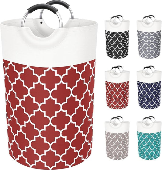 Fabspace Large Laundry Basket Laundry Hamper Bag Washing Bin Clothes Bag Collapsible Tall with Handles Waterproof Travel Bathroom College Essentials Storage for College Dorm, Family (Red) 75L