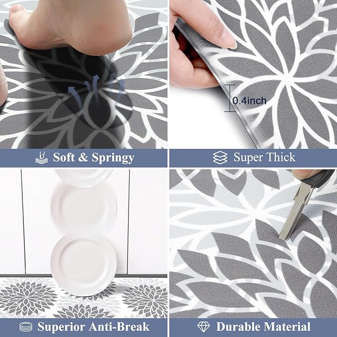 HEBE Kitchen Mat Cushioned Anti Fatigue 20"x71", Non Slip Kitchen Mats for Floor, Waterproof Ergonomic Comfort Standing Carpet Runner for Kitchen Sink, Home Office, Laundry Room
