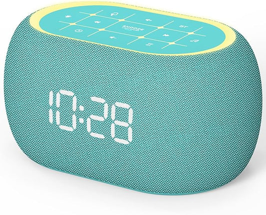ANJANK White Noise Sound Machine Alarm Clock with HiFi Bluetooth Speaker, 21 Soothing Sounds/7 Night Lights/8 Alarm Sounds/30-Level Volume/0-100% Dimmer, Noise Maker for Boys Teens Kids Sleep, Bedroom