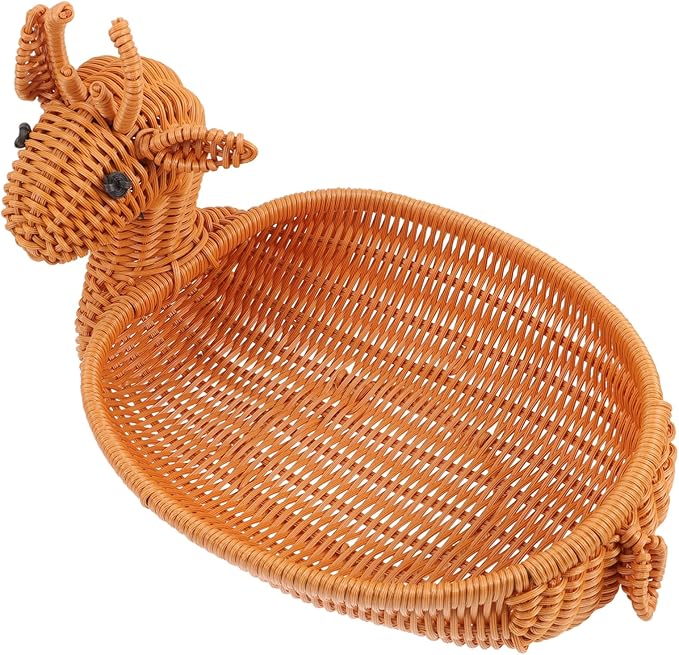 Christmas Elk Storage Basket Woven Snack Container for Home Decor for Dried Fruits and Treats Festive Desktop Adornment for Holiday Gatherings