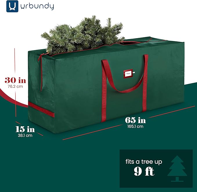 Heavy Duty Christmas Tree Storage Bag 9 Ft - Christmas Tree Bag Green - Tree Bags For Storage - Xmas Tree Storage Bag Holds 9 Ft Christmas Tree Bag For All Year Round Christmas Storage