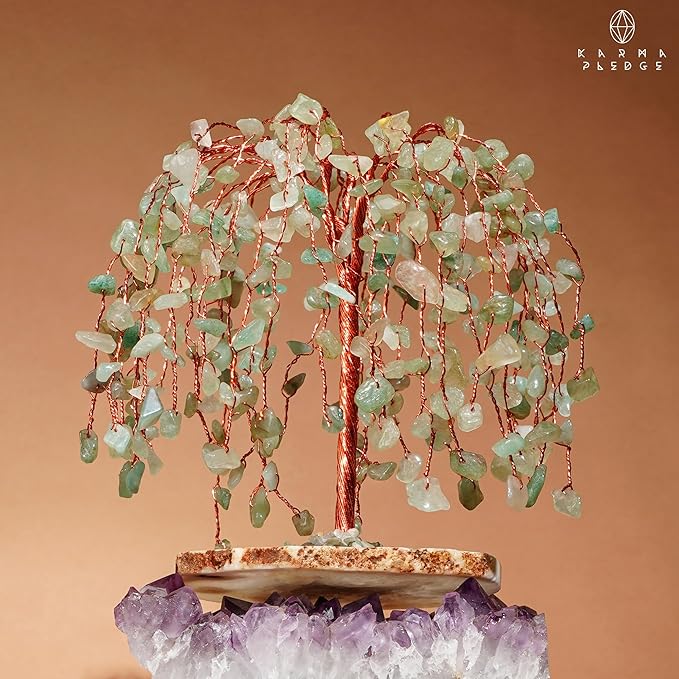 Chakra Tree of Life Birthday Gifts for Women, Home and Office Decor, Handmade Green Aventurine Crystal Tree for Money, Positivity, Reiki Healing, Spiritual Good Luck Gifts for Mom & Dad