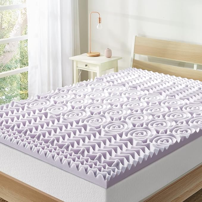 Mellow 2 Inch 5-Zone Memory Foam Mattress Topper, Soothing Lavender Infusion, Dorm Essentials, Twin