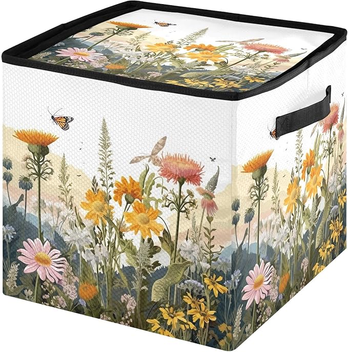 Kigai Wild Flower Christmas Ornament Storage Box with Zipper & Adjustable Dividers Holiday Ornament Organizer Xmas Storage Container, 64 Balls