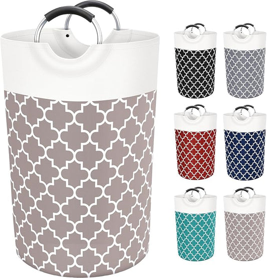Fabspace Large Laundry Basket Laundry Hamper Bag Washing Bin Clothes Bag Collapsible Tall With Handles Waterproof Travel Bathroom College Essentials Storage For College Dorm, Family (Khaki)115L