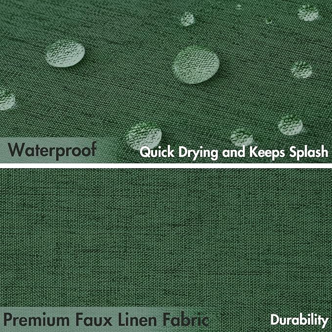 MIULEE Christmas 84" Long Scalloped Shower Curtain Linen Textured with 12 Metal Hooks Cute Extra Long Heavy Duty Washable Waterproof Cloth Curtains with Black Border for Bathroom Hotel,Dark Green