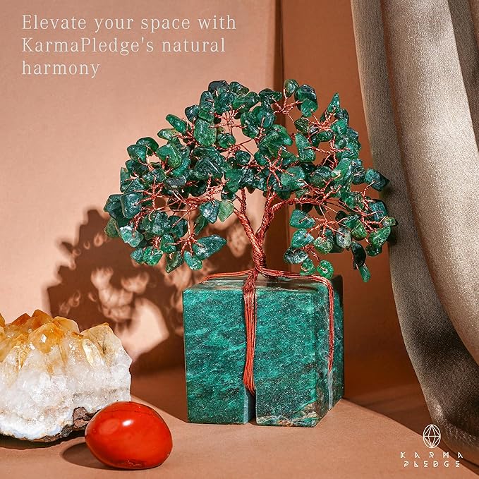 Chakra Tree of Life for Unique Gifts for Mom, Dad, Home and Office Decor, Handmade Green Aventurine Healing Crystal Tree for Positivity, Money & Good Luck, Birthday Gifts for Women, Mens