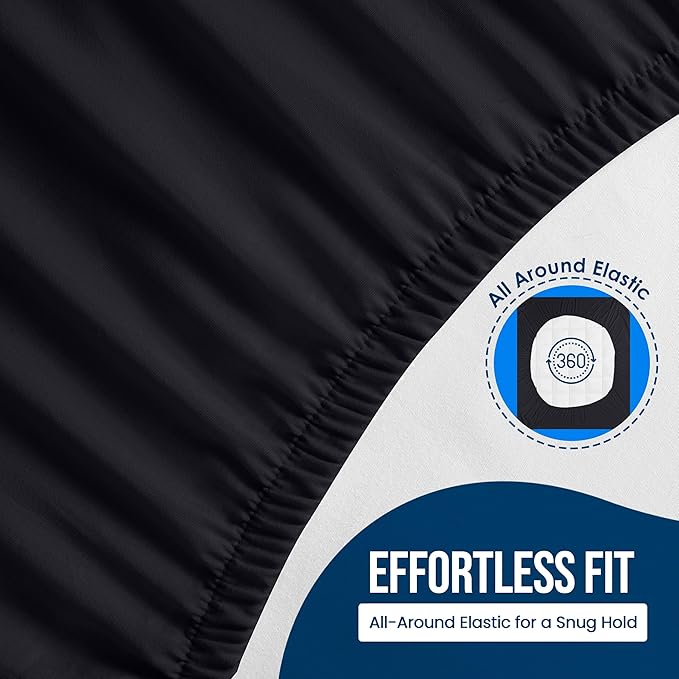 Queen Size Mattress Protector Waterproof, Premium 200 GSM Terry Mattress Cover, Soft & Breathable Bed Cover, Fitted Sheet Style Stretchable Deep Pockets 17" by Utopia Bedding (Black)
