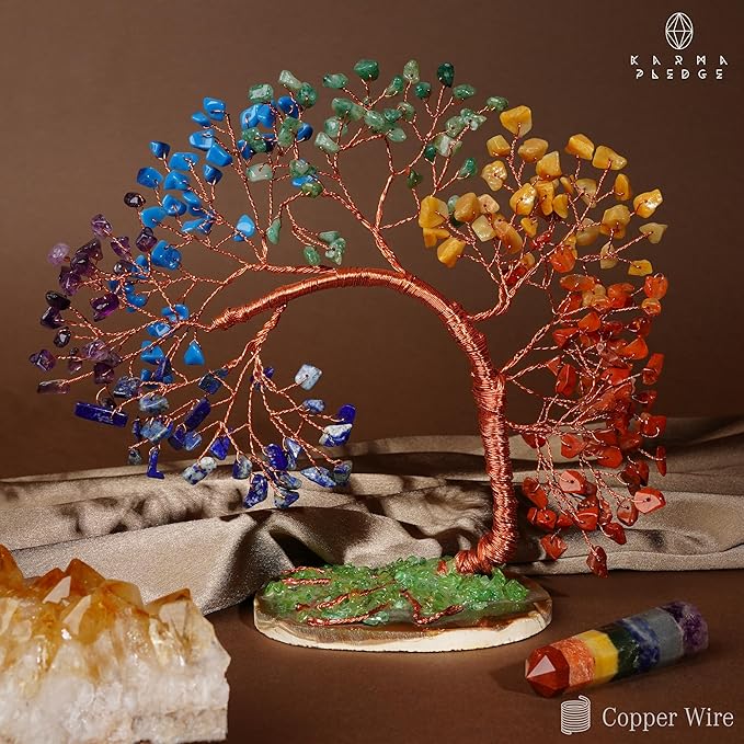 7 Chakra Tree of Life for Home, Office, Room, Wall Decor to Bring Money & Good Luck, Handmade Healing Crystal Tree Gifts for Women, Men, Mom & Dad, Unique Gifts for Birthday & Anniversary