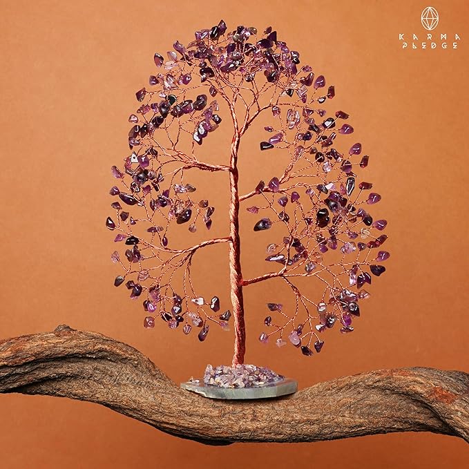 Crystal Tree of Life Birthday Gifts for Women, Men, Frineds, Handmade Amethyst Chakra Tree for Home, Room, Office Decor, Bring Money, Positivity, Reiki Healing, Good Luck, Gifts for Mom & Dad
