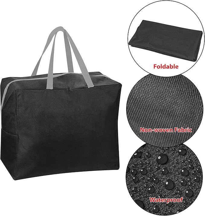 ProPik Christmas Ornaments Accessories Storage Bag Tear-proof Polyester Material 15” X 9.8” X 18.1” With Handles And Full Length Zipper (Black)